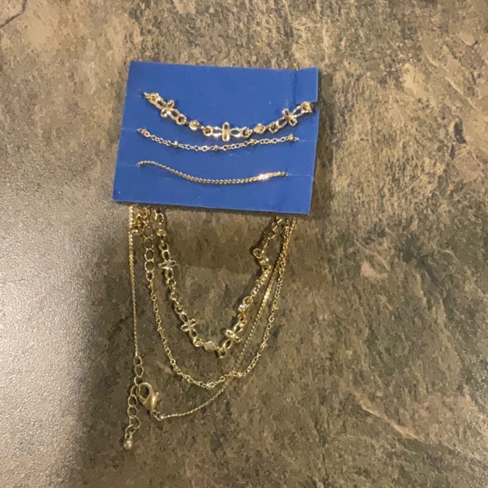 Avon set of 3 shimmering anklets gold tone
